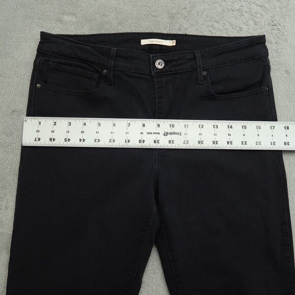 Levi's 714 Jeans Womens Size 31 Black Mid-Rise Straight Denim 30" Inseam Stretch - Picture 8 of 16